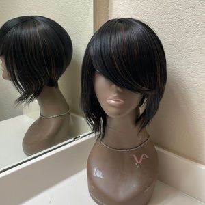 Asymmetrical Bob with undercut and swoop bangs